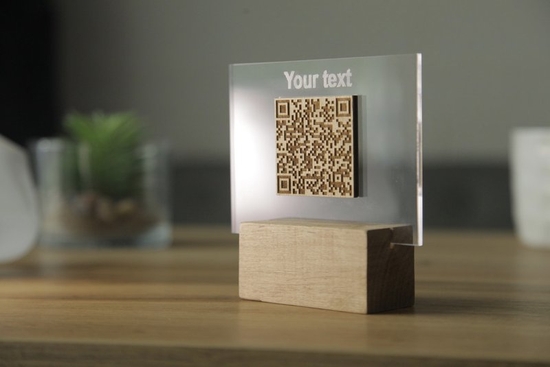 QR code menu, QR code menu sign, Wooden qr cod sign, Acrylic qr code sign - 其他 - 木頭 
