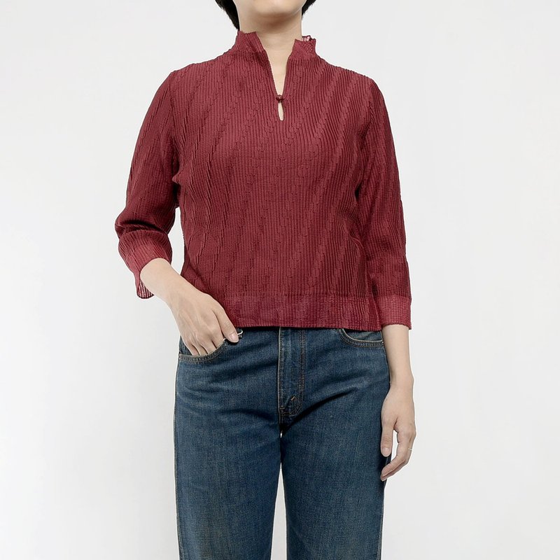 Pleats 褶衣 / Vintage 古著 - 女上衣/長袖上衣 - 其他材質 紅色