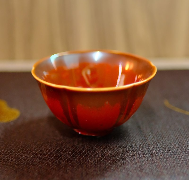 Firewood Tea Cup - Iron Red Flower Tea Cup - Pottery & Glasswork - Pottery 