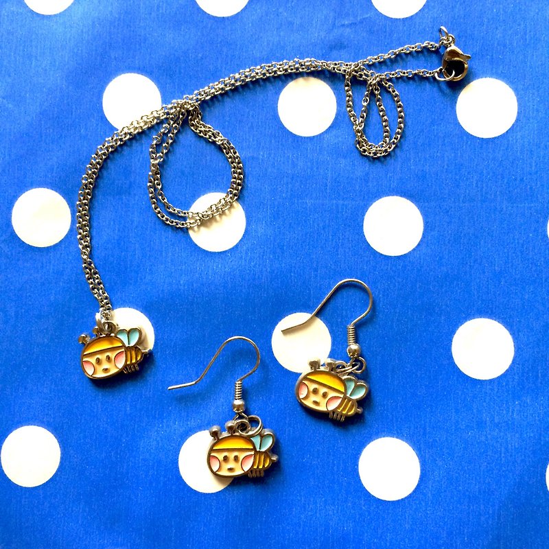 Animal earrings + animal necklace - สร้อยคอ - โลหะ 