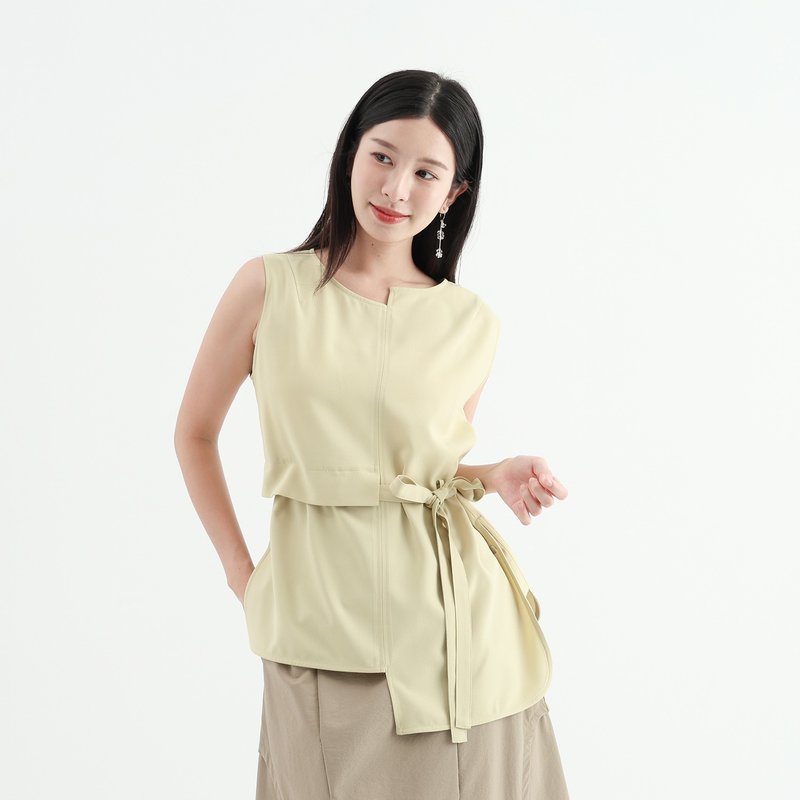 【經典原創】Gede_哥德剪接背心_CLT017_芥黃 - 背心/無袖上衣 - 聚酯纖維 黃色