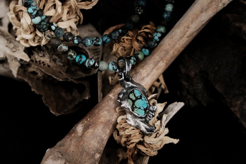 [Mountain Skeleton Period] Colorful Mirror—Sterling Silver Humeral Turquoise Necklace - Necklaces - Sterling Silver Silver