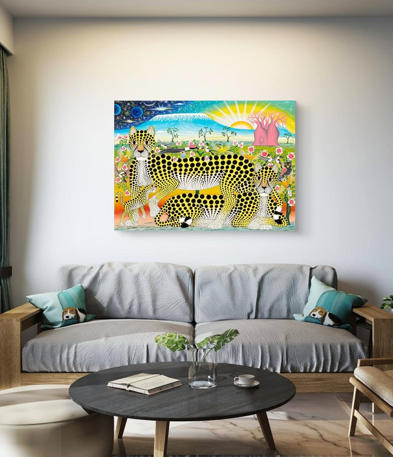 【V178-獵豹之家】坦尚尼亞手繪無框畫,掛畫 - 海報/掛畫 - 其他材質 