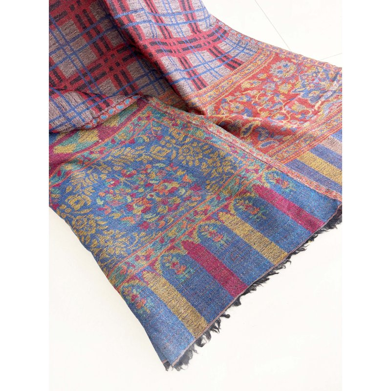 Indian double-sided double-color wool scarf shawl/birthday gift/Christmas exchange gift - ผ้าพันคอถัก - ขนแกะ หลากหลายสี