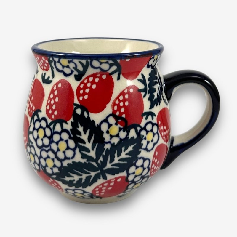 Polish hand-painted handmade pottery-Pangpang Cup 220ml Wild Strawberry Series Designer Model - Cups - Pottery Red