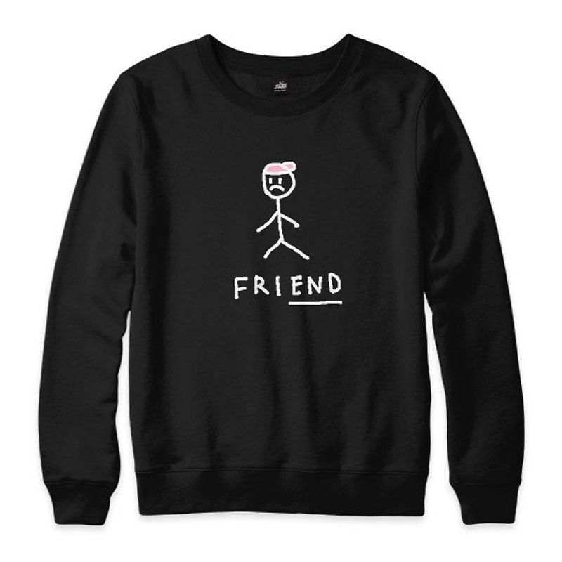 friEND - 黑 - 中性版大學T - 男 T 恤 - 棉．麻 黑色