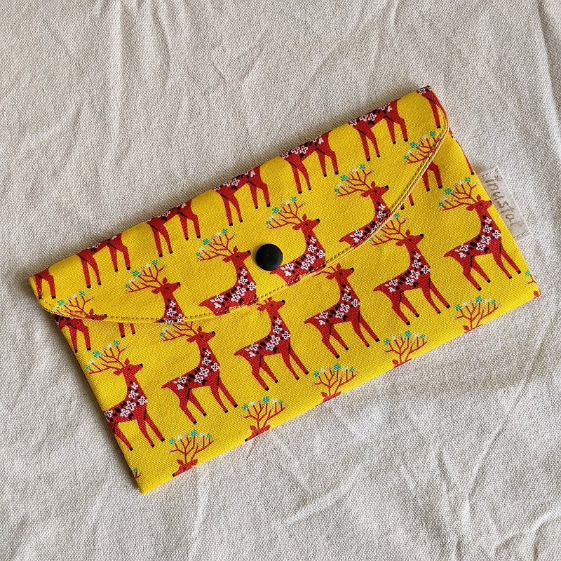 [24 hours delivery] Sika deer row station cloth red envelope bag handmade red envelope bag - Chinese New Year - Cotton & Hemp Yellow