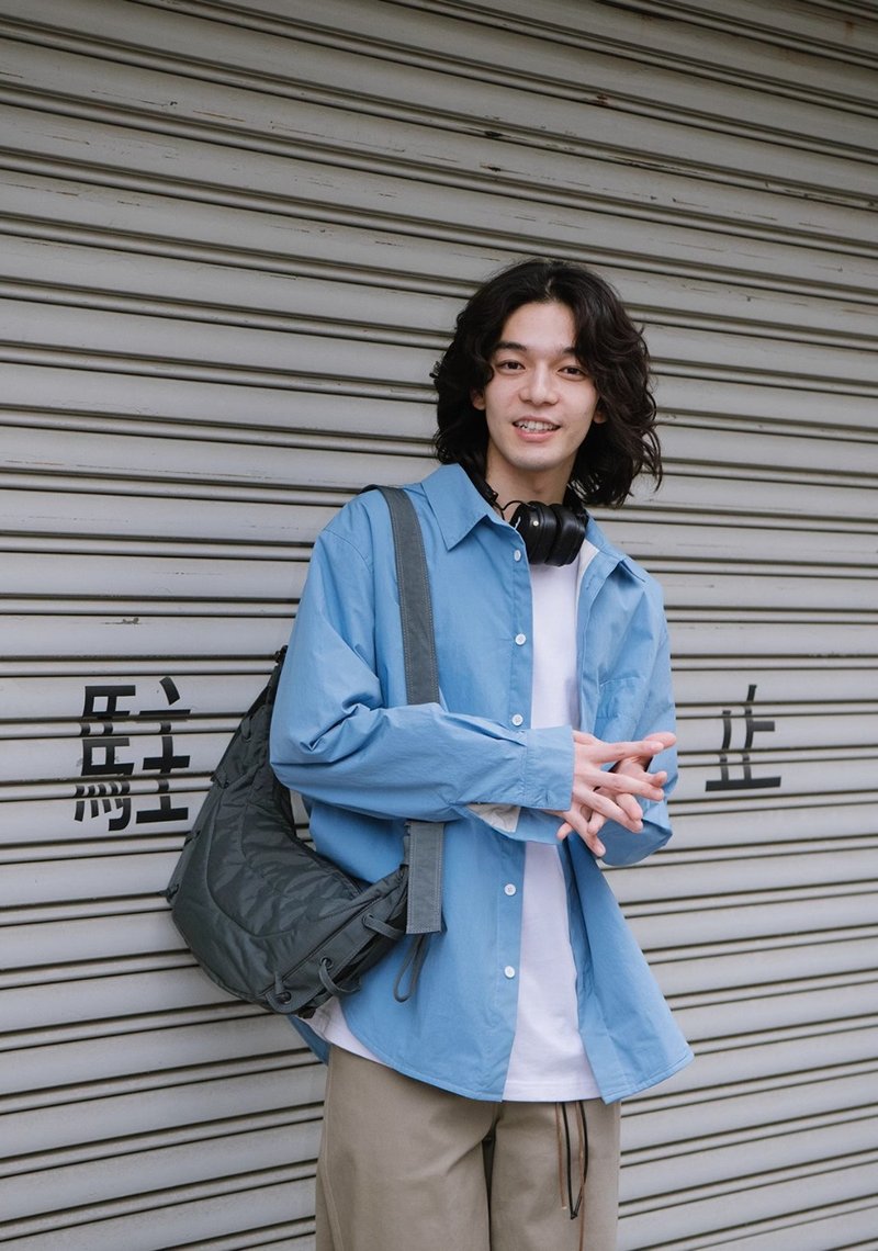 天空藍 復古寬鬆長袖襯衫 - 男襯衫/休閒襯衫 - 其他材質 藍色