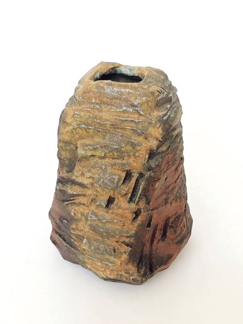 圓臻工作室 柴燒花器--礦巖系列 山巖