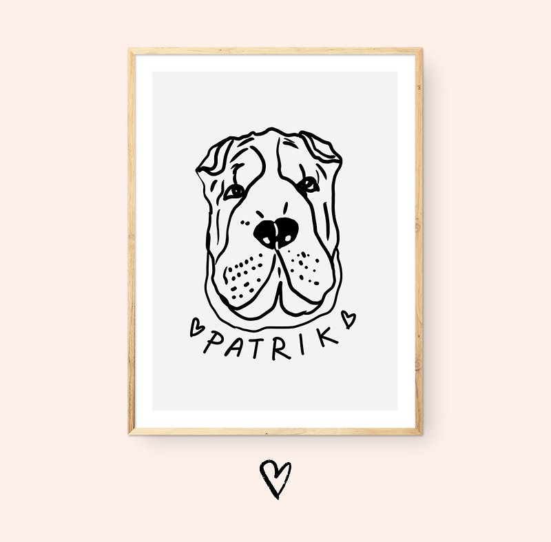 Custom dog portrait (DIGITAL FILE)  Funny handdrawn pet portrait - 似顏繪/人像畫 - 其他材質 白色