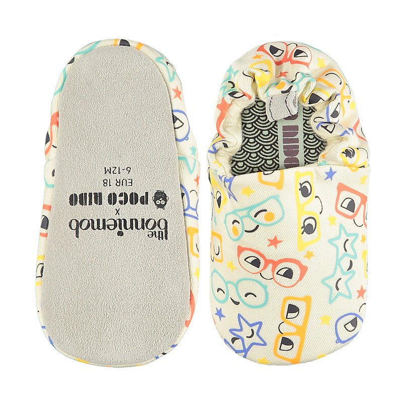 Poco Nido (UK) Baby/BB Shoe/Kids learning Shoe - Sun Glasses Cream - Baby Shoes - Cotton & Hemp 