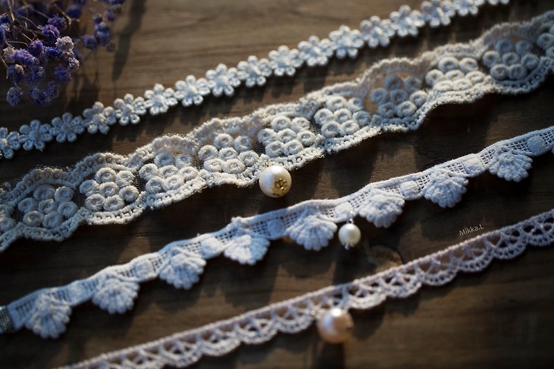 Redemption - Simple Handmade Series x Japanese Lace Necklace - สร้อยติดคอ - ผ้าฝ้าย/ผ้าลินิน ขาว