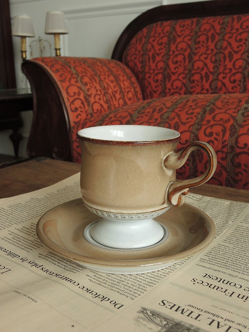 英國/ 1970-80s Denby Seville 文藝復興中古杯 古董咖啡杯盤組 - 咖啡杯/馬克杯 - 陶 咖啡色