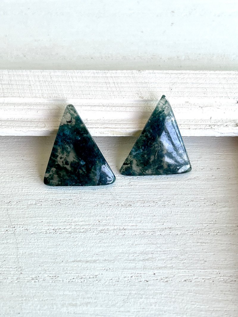 Moss agate earring - ต่างหู - เครื่องประดับพลอย 