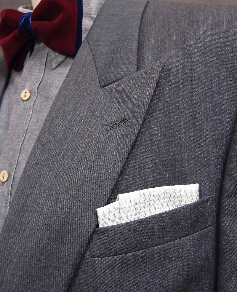 Silver jacquard pocket square pocket square, convenient and fast for lazy people - Ties & Tie Clips - Cotton & Hemp White