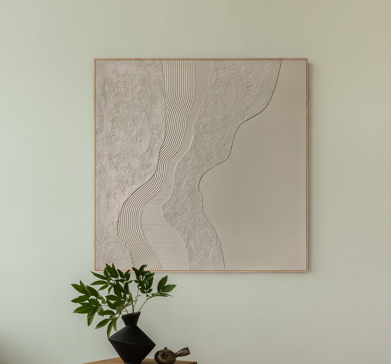 Gray Textured Abstract Painting |Textured Painting |Scandinavian Wall Art |Nulla - 壁貼/牆壁裝飾 - 棉．麻 灰色