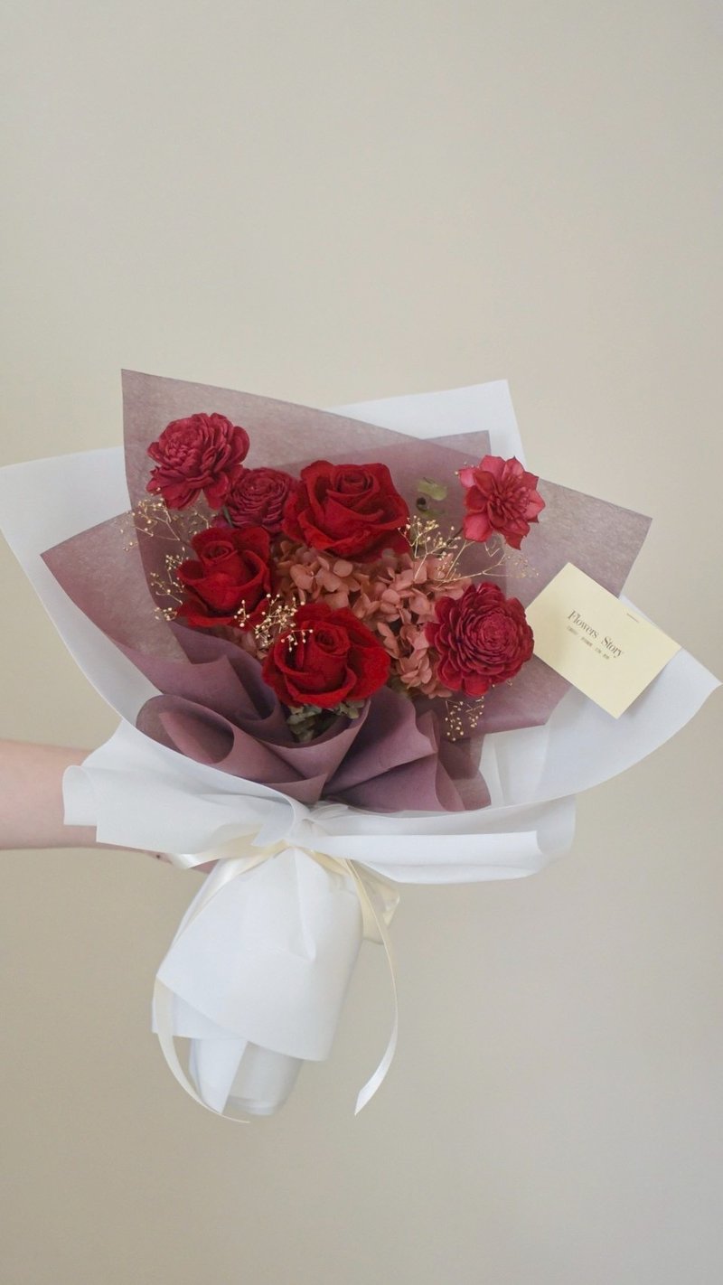 /七夕情人節花束紅色/教師節 永生花 玫瑰 求婚 紀念日 生日 - 乾燥花/永生花 - 植物．花 紅色