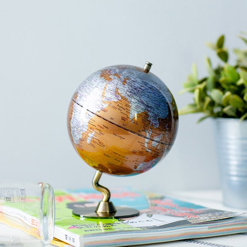 SkyGlobe 5" Gold Metal Base Globe (English Version) - Items for Display - Other Metals Gold