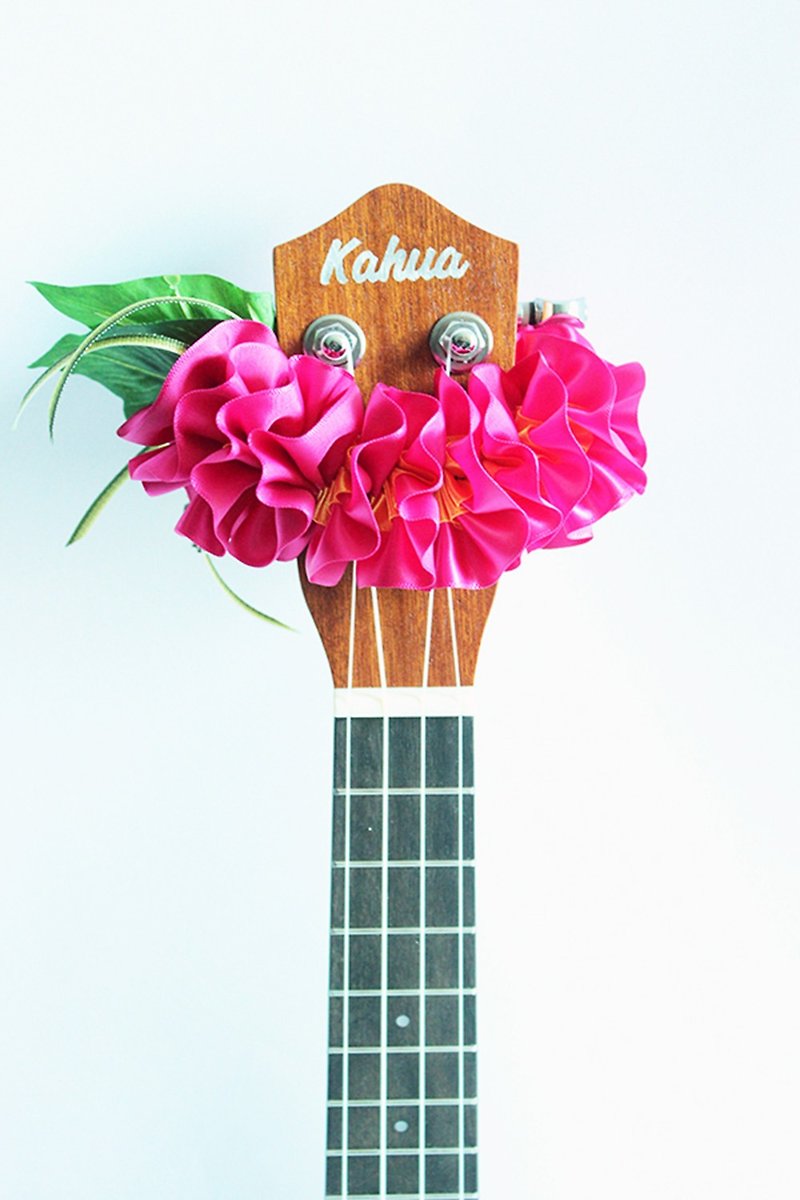 尤克里里专用的缎带饰品 烏克麗麗 尤克里里背带 雞蛋花 吉他吊飾 - 吉他配件 - 棉．麻 粉紅色