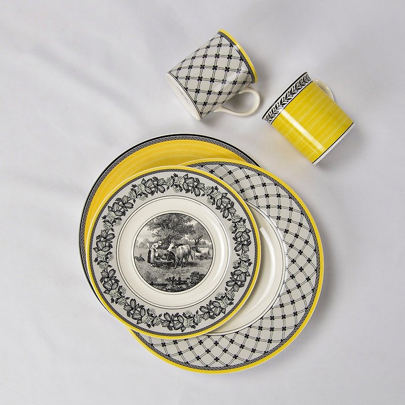 德VB │奧頓系列組合-單人晚餐杯盤3件組(4款挑選) - 盤子/餐盤 - 瓷 黃色