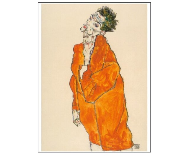 壁掛けアート】エゴン・シーレ オレンジジャケットの自画像