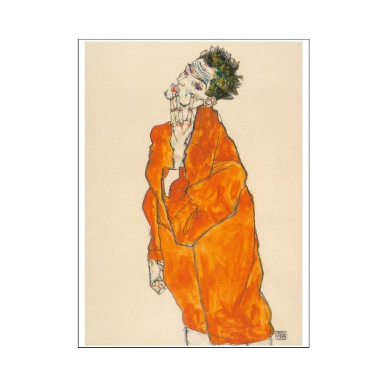 【藝術掛畫】Egon Schiele | Self-Portrait in orange Jacket - 海報/掛畫/掛布 - 紙 