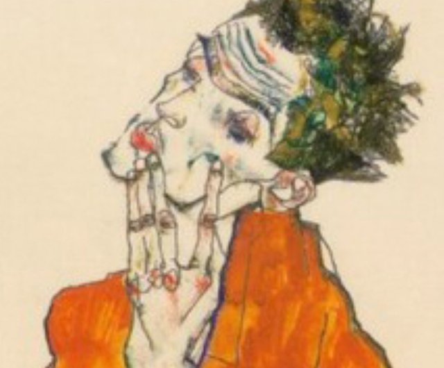 壁掛けアート】エゴン・シーレ オレンジジャケットの自画像