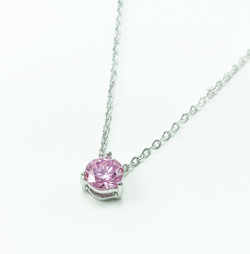 Birthstone Series/October/Pink Tourmaline PINK TOURMALINE/Necklace/Birthday Gift - Necklaces - Semi-Precious Stones White