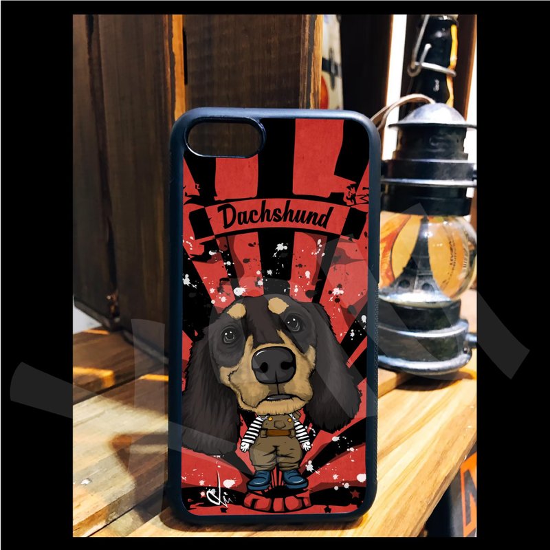 可愛 臘腸狗 狗 手繪 插畫 客製 手機殼 iPhone 14 13 12 11 XR 8 - 手機殼/手機套 - 矽膠 
