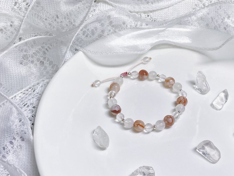 Sakura Rain | Sakura Agate, Moonstone, White Crystal - Bracelets - Crystal Pink