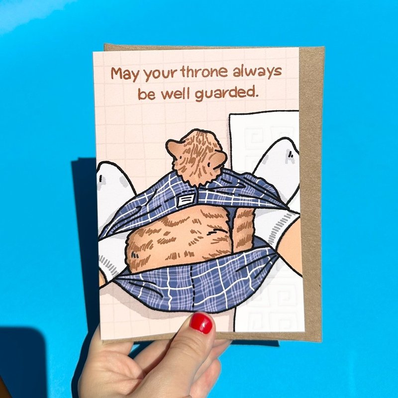 Greeting Card - May Your Throne Always Be Well Guarded toilet cat dad card - 卡片/明信片 - 紙 