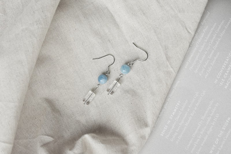ZHU. Handmade earrings | Morning dew (sea blue treasure / natural stone / ear clip / Mother's Day gift) - ต่างหู - หิน 