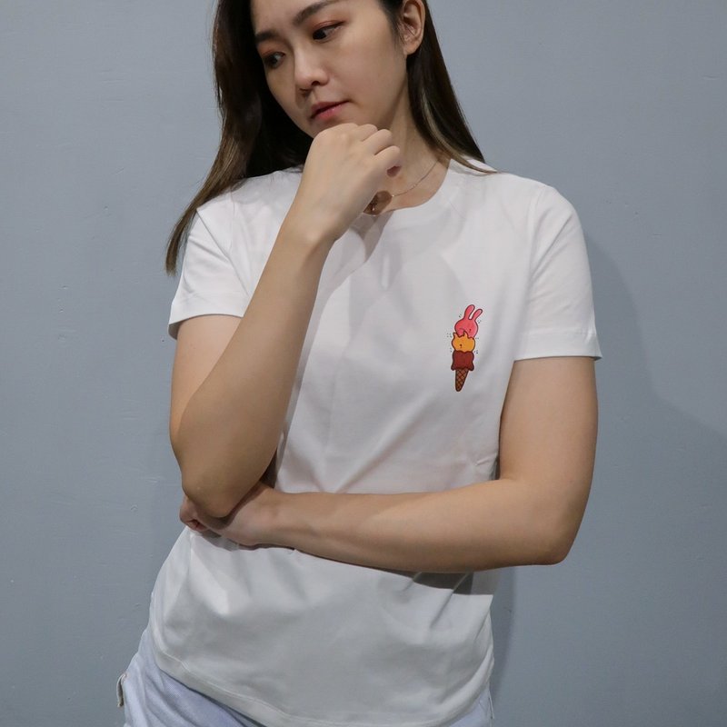 Ice cream / 女 / t恤 - 女 T 恤 - 棉．麻 白色
