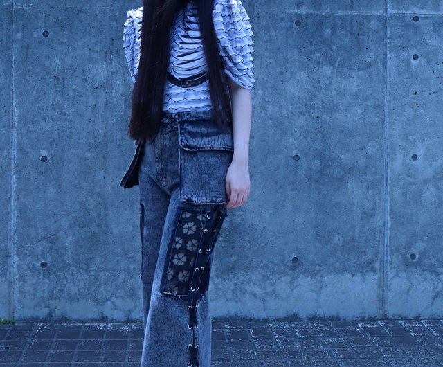 ラインデザイントップス1014WH meikeiin ハンドメイド