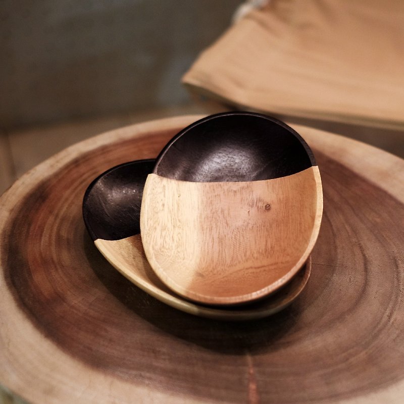 楕円形のチークの木皿 - 小皿 - 木製 