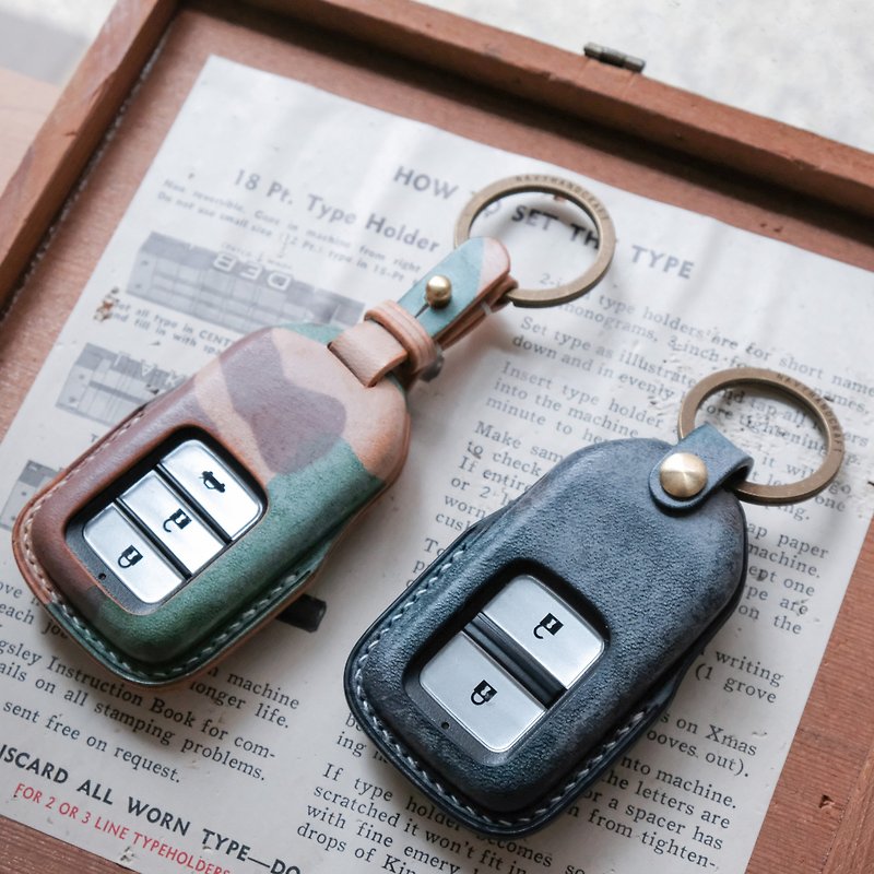 Shape it  | Handmade Leather honda  key Case.Car Key Holder - Keychains - Genuine Leather Multicolor