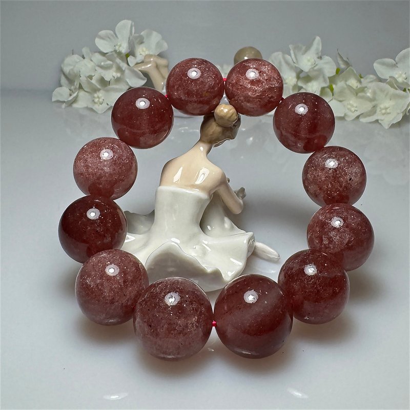 G62 巨無霸 大顆粒 星光 紅草莓晶 20.5mm 草莓晶 手珠 手串 - 手鍊/手環 - 水晶 紅色
