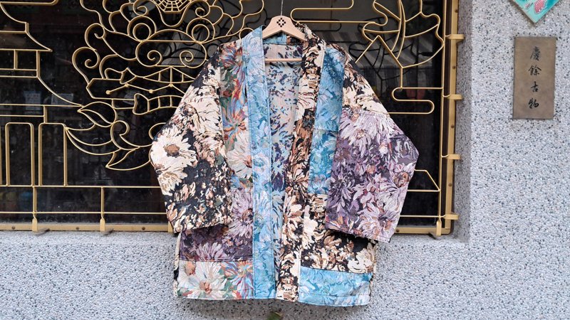 AMIN'S SHINY WORLD Monet's colorful garden KIMONO - Women's Casual & Functional Jackets - Cotton & Hemp Multicolor