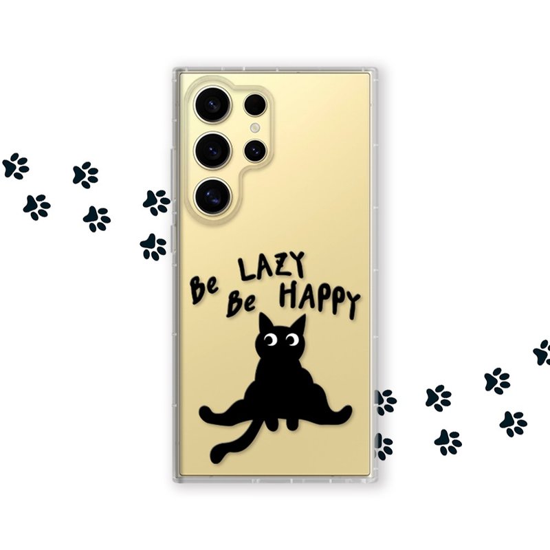 BE LAZY Be HAPPY 黑貓日常系列 防摔手機殼 CSBR04 - 手機殼/手機套 - 矽膠 多色
