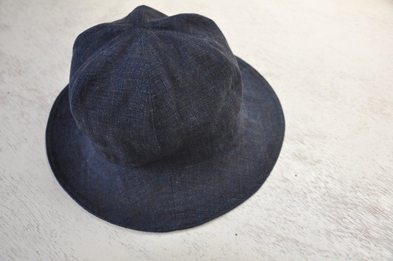 Dark blue hat - cotton, Linen, washed, soft, handmade - หมวก - ผ้าฝ้าย/ผ้าลินิน สีน้ำเงิน