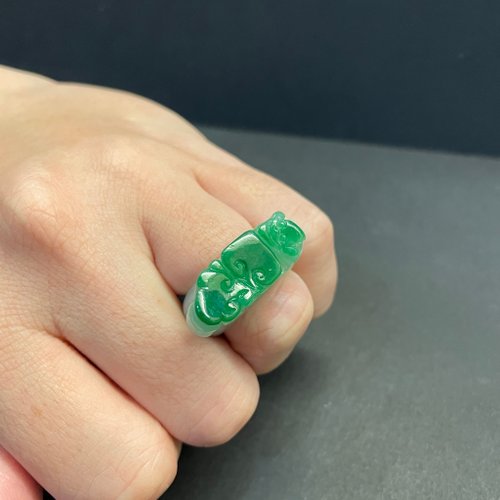 元元圓滾滾 水晶手鍊 瀚玉珠寶 天然A貨翡翠 老坑辣綠翡翠戒指 緬甸玉戒指 玉戒 白底青