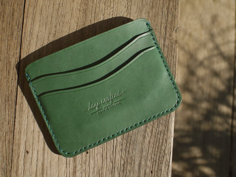 Small leather wallet olive green color - Wallets - Genuine Leather Green