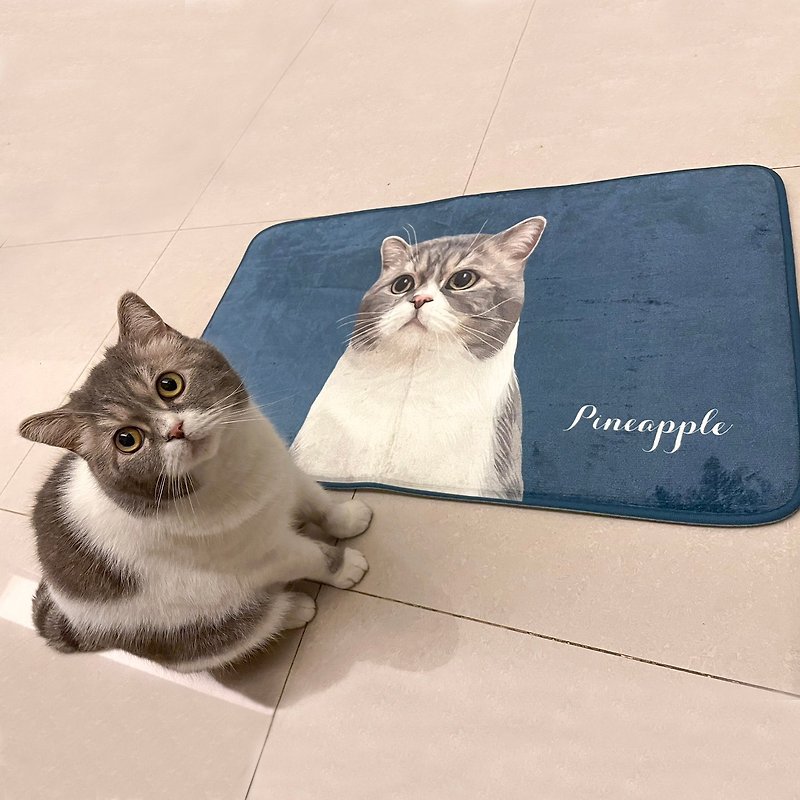 Pet-like painted flannel floor mat commemorative customized hand-painted dog and cat gift carpet - ภาพวาดบุคคล - วัสดุอื่นๆ 