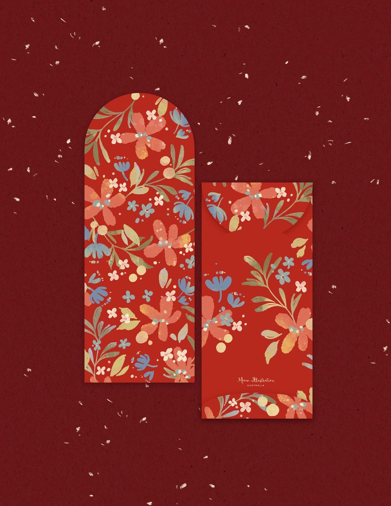 花開好日手感紅包袋- 金魚夏花(5入) - 紅包袋/春聯 - 紙 紅色