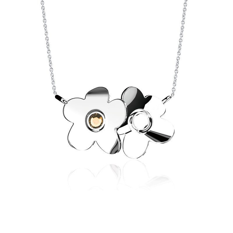 【Pinkoi x SOU・SOU】 Stone Crystal Necklace | November Birthstone - Necklaces - Sterling Silver Yellow