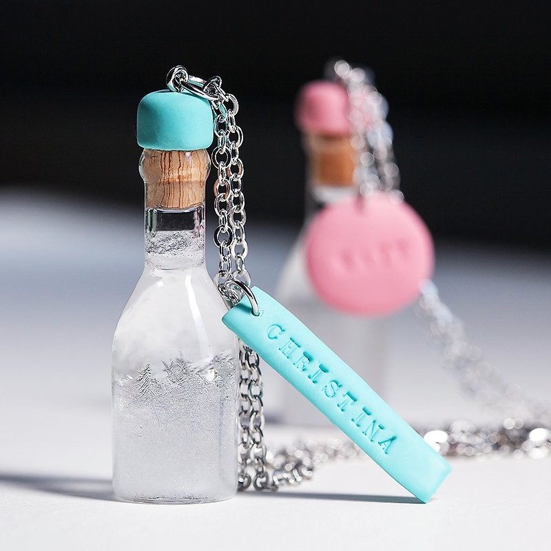 Custom lettering tag storm glass necklace - & rotund flask bottles Long optionally two kinds of shapes, 8 colors. Storm Glass Pendant, Thai rice can additionally available - Necklaces - Glass 