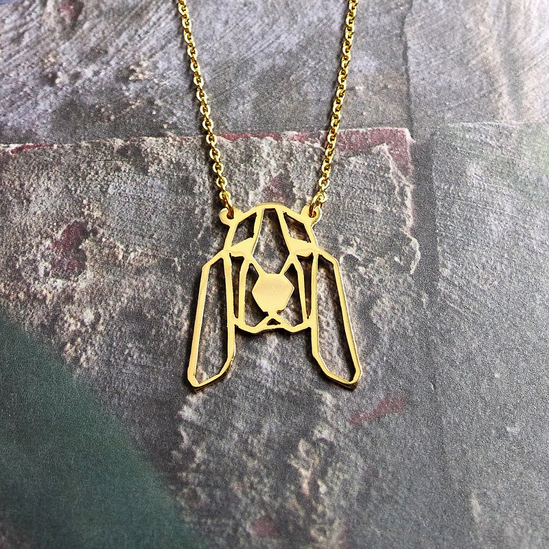 Basset Hound, Geomet, Dog Necklace, Pet Jewelry, Dog Lover, Dog gifts - Necklaces - Other Metals Gold