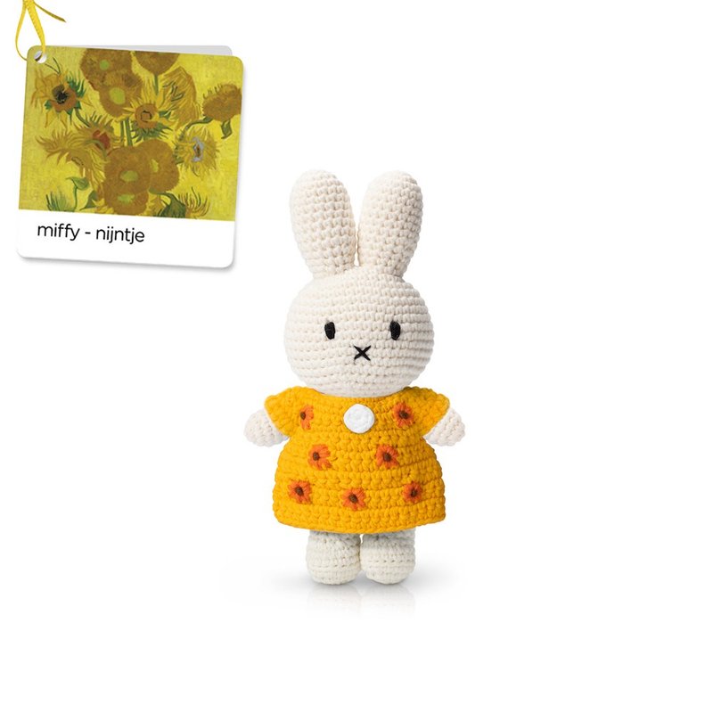 miffy handmade and her sunflower dress - Stuffed Dolls & Figurines - Cotton & Hemp Orange