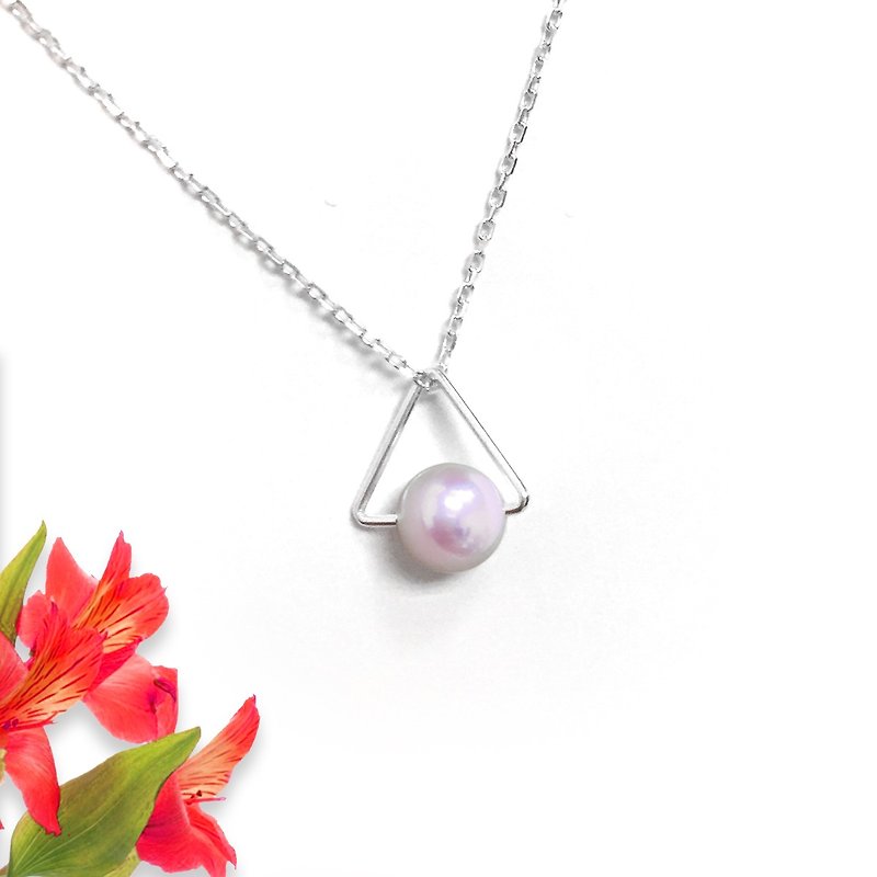 Triangle Pearl Necklace | Pearl Chain Necklace | Pearl Necklace | Akoya Pearl - Necklaces - Silver 