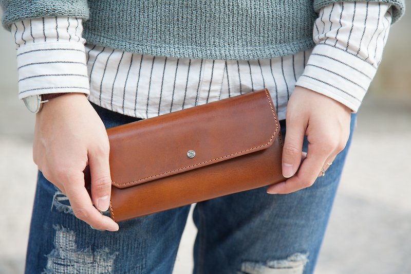 Envelop Wallet / Walle t/ Purse / Brown / Leather - กระเป๋าสตางค์ - หนังแท้ 
